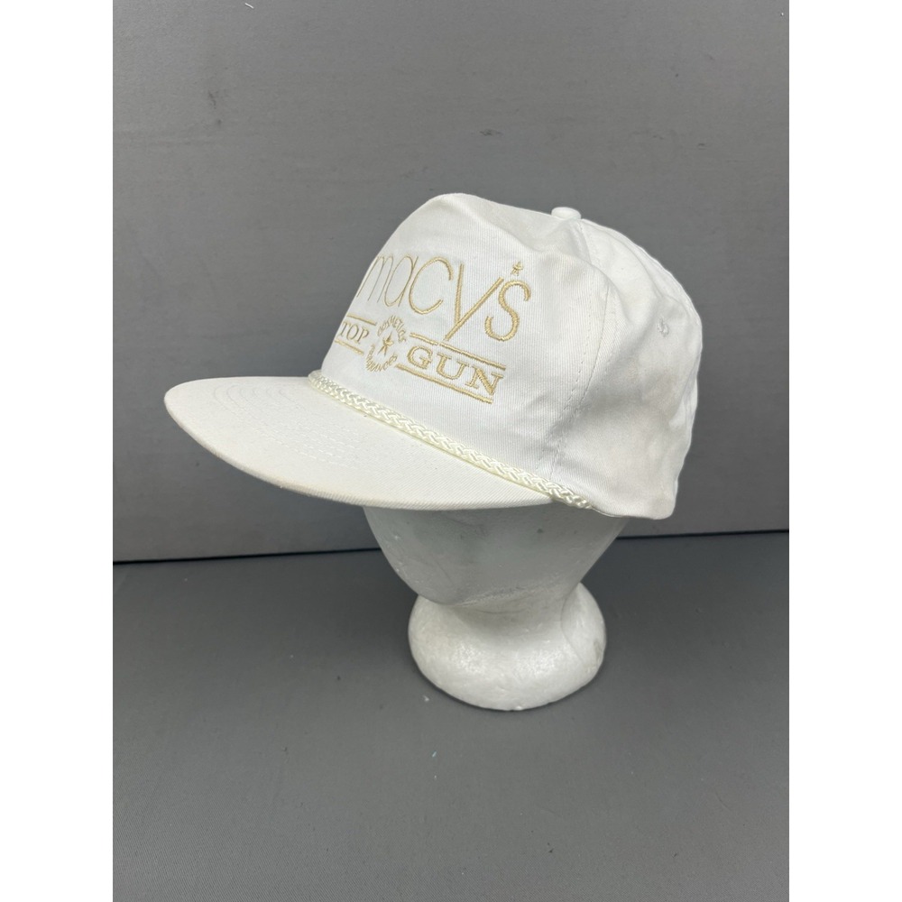 Vintage Macy's Top Gun Hat Cosmetics Fragrances White Rope Employee Performance - Picture 4 of 14